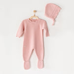 Pink Romper Hat Knitwear Set