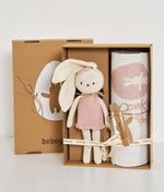 Pink Bunny Muslin Blanket Set